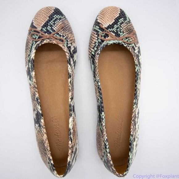 Madewell Adelle Ballet Flat in Snake‎ Embossed Leather, women's size 7 - Picture 4 of 13